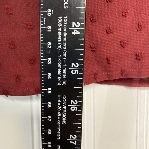 Style & Co NWT Womens Med Eyelet Red 2-pc 3/4 Bell Sleeve Velvet Sheer Tunic Top - Picture 12 of 13